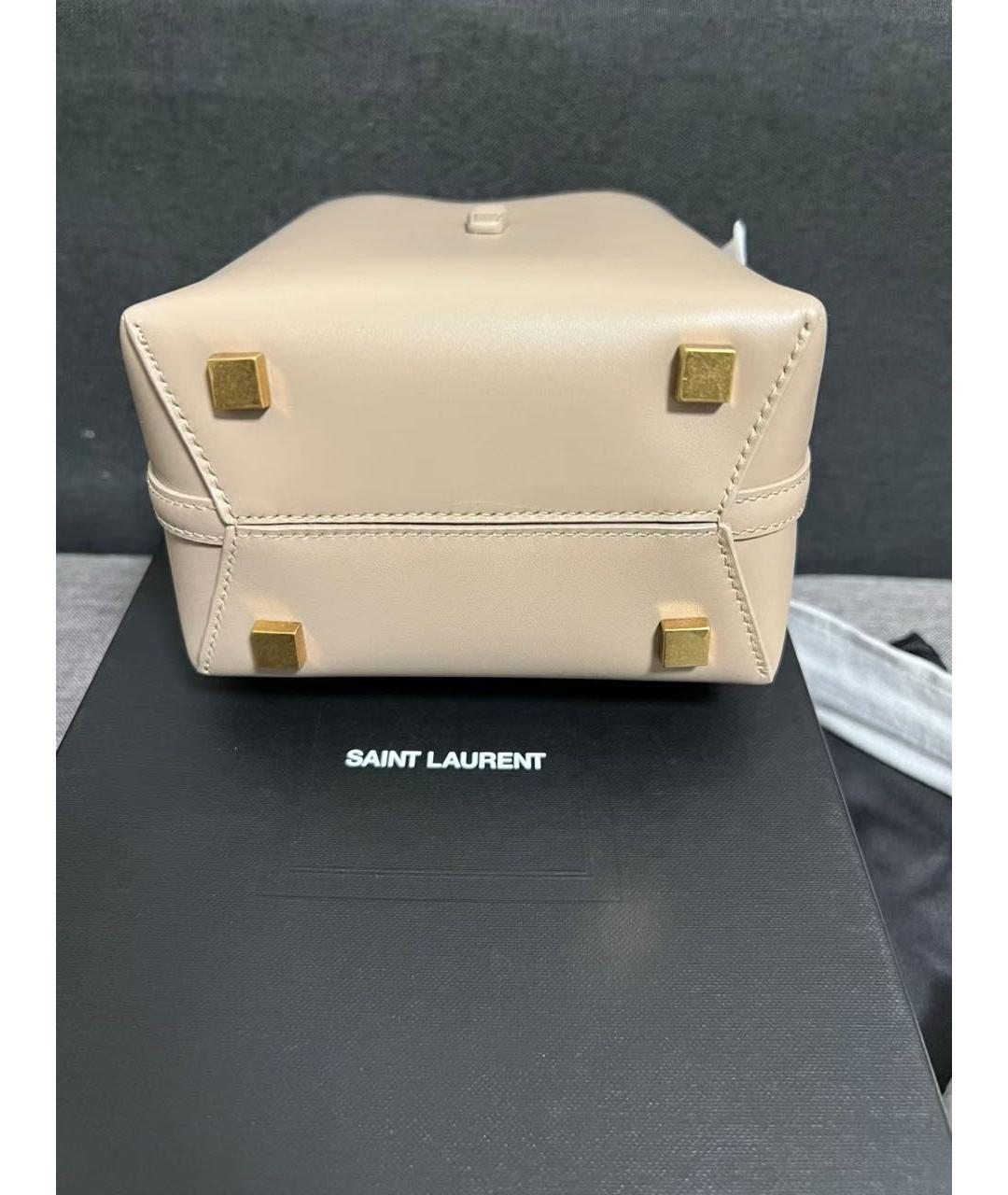 SAINT LAURENT Бежевая кожаная сумка через плечо, фото 6