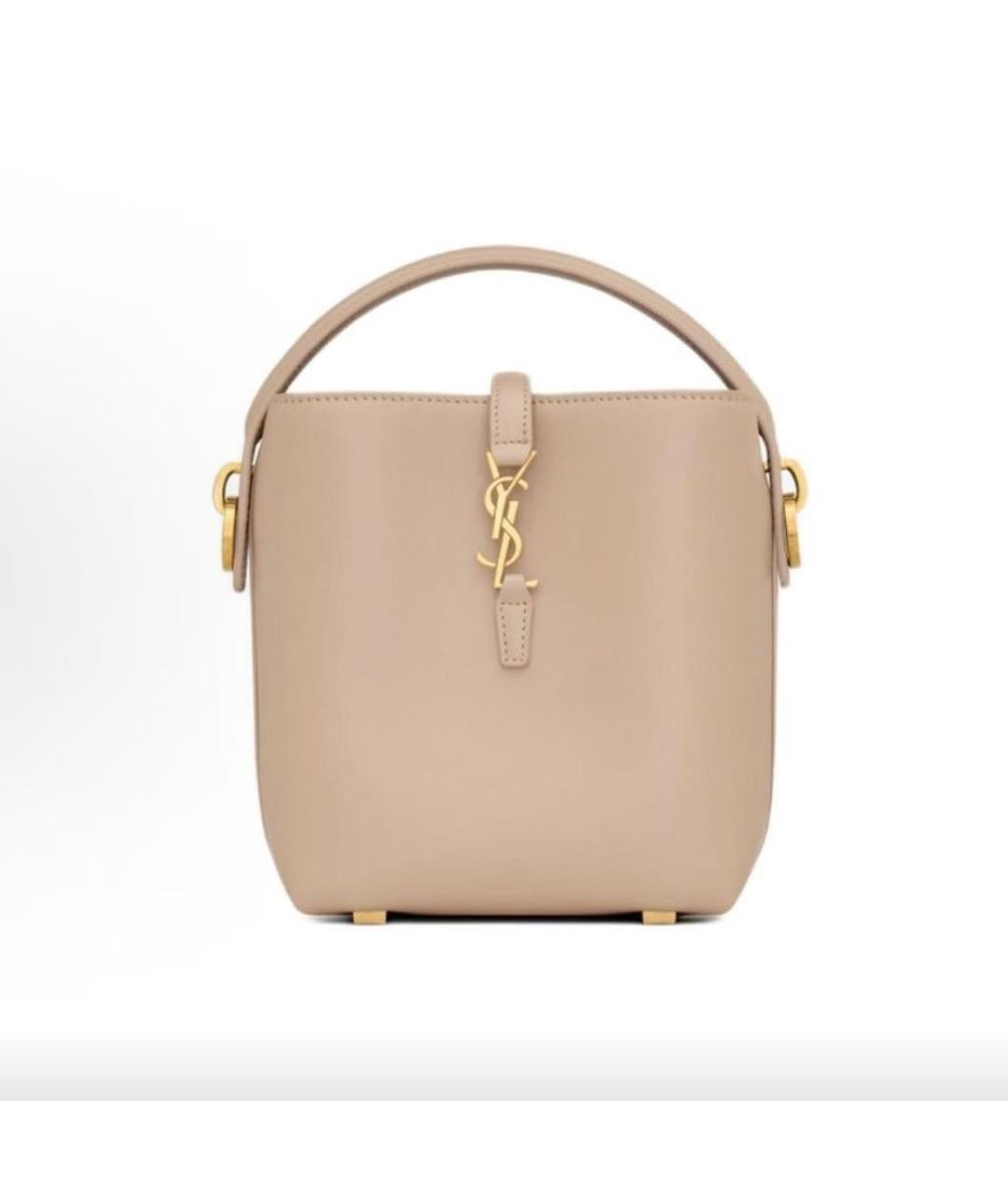 SAINT LAURENT Бежевая кожаная сумка через плечо, фото 8