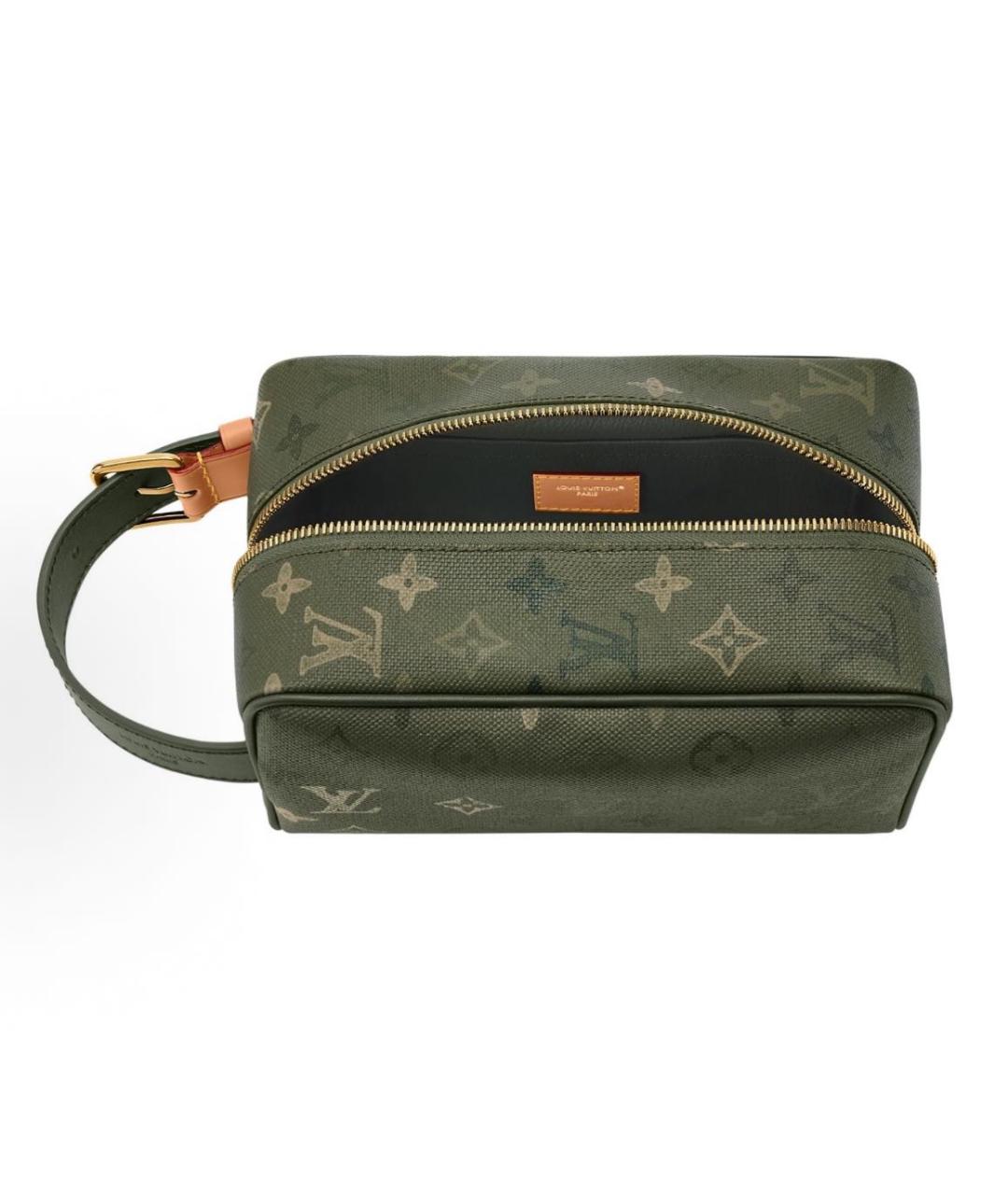 LOUIS VUITTON Зеленая кожаная косметичка, фото 4