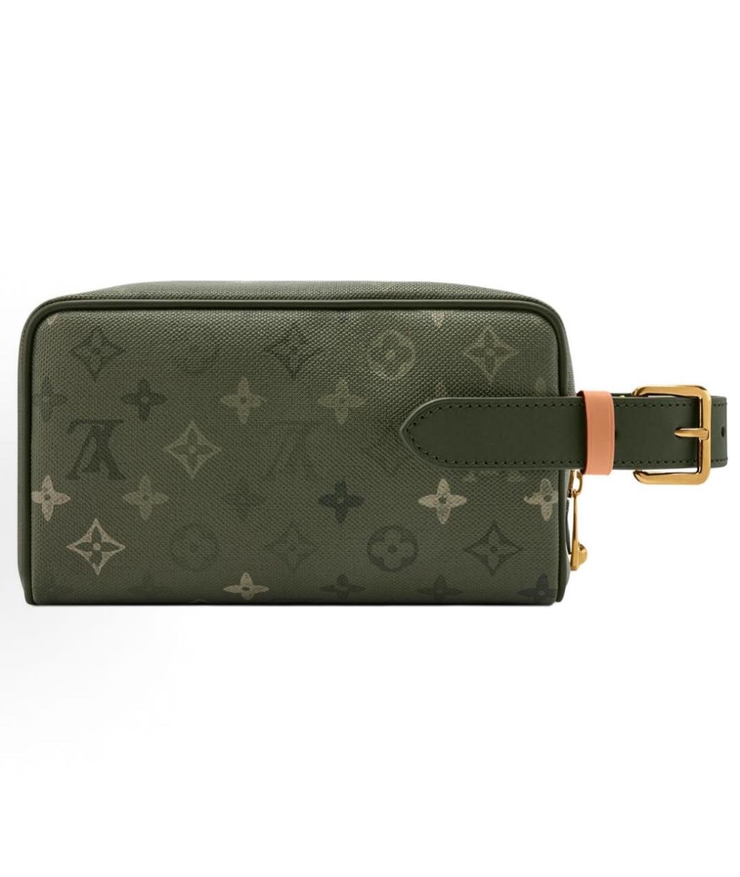 LOUIS VUITTON Зеленая кожаная косметичка, фото 3