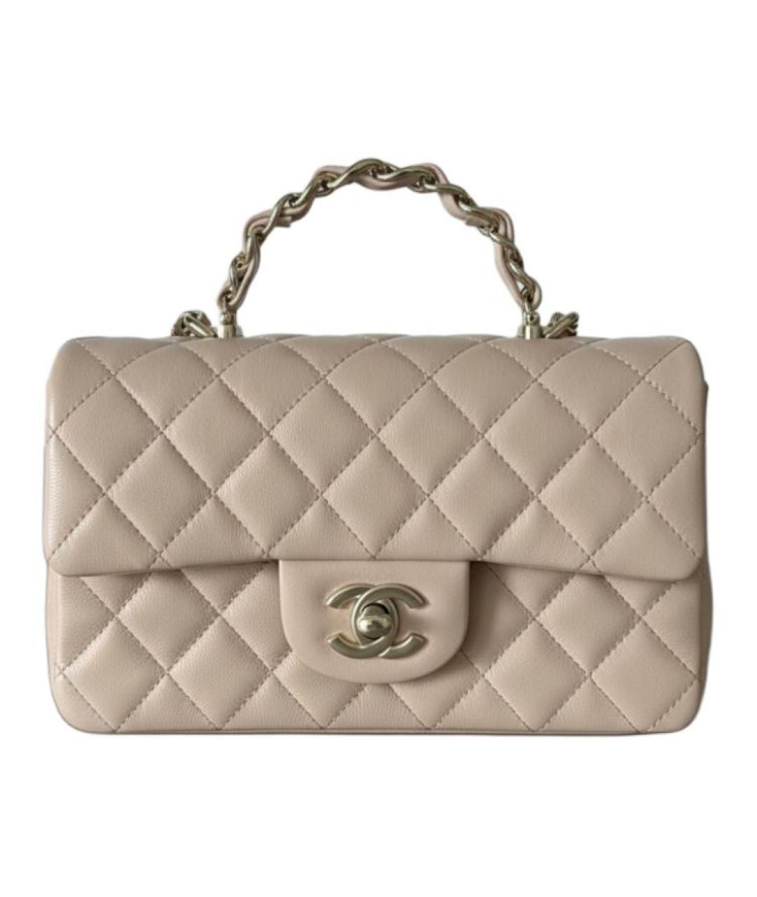 CHANEL Розовая кожаная сумка с короткими ручками, фото 3