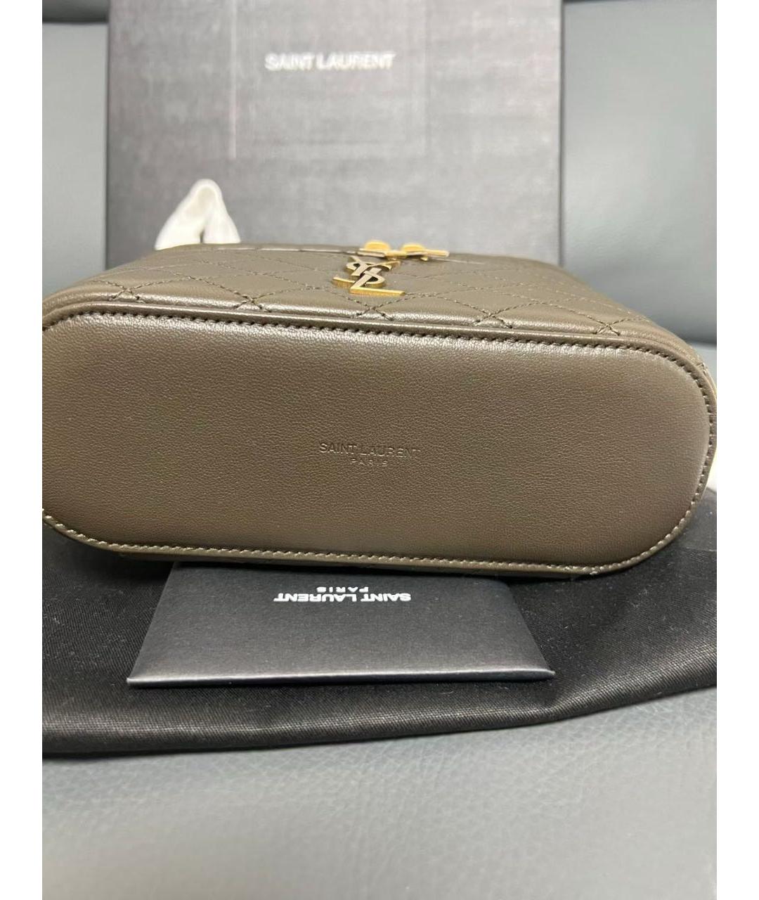 SAINT LAURENT Хаки кожаная сумка через плечо, фото 6