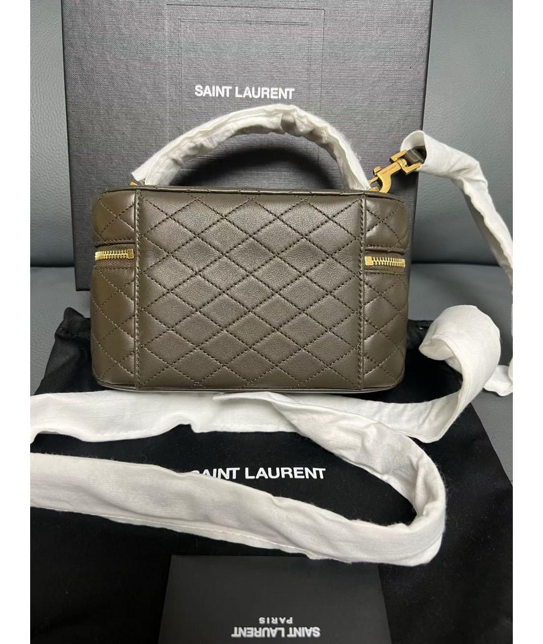 SAINT LAURENT Хаки кожаная сумка через плечо, фото 3