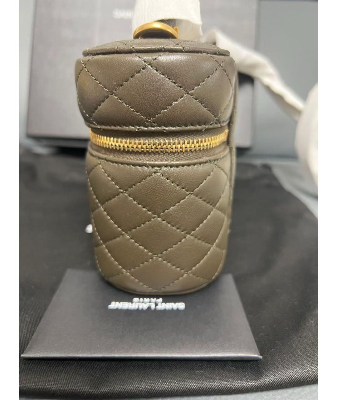 SAINT LAURENT Хаки кожаная сумка через плечо, фото 4