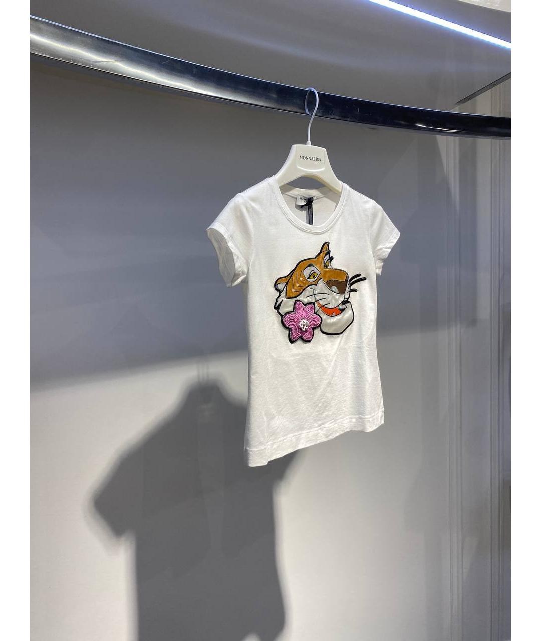MONNALISA Белый хлопковый детская футболка / топ, фото 2