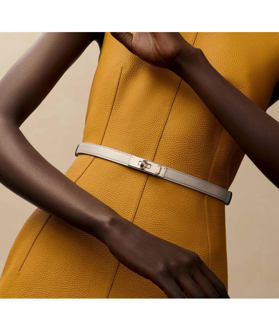 HERMES Серебрянный кожаный ремень, фото 2