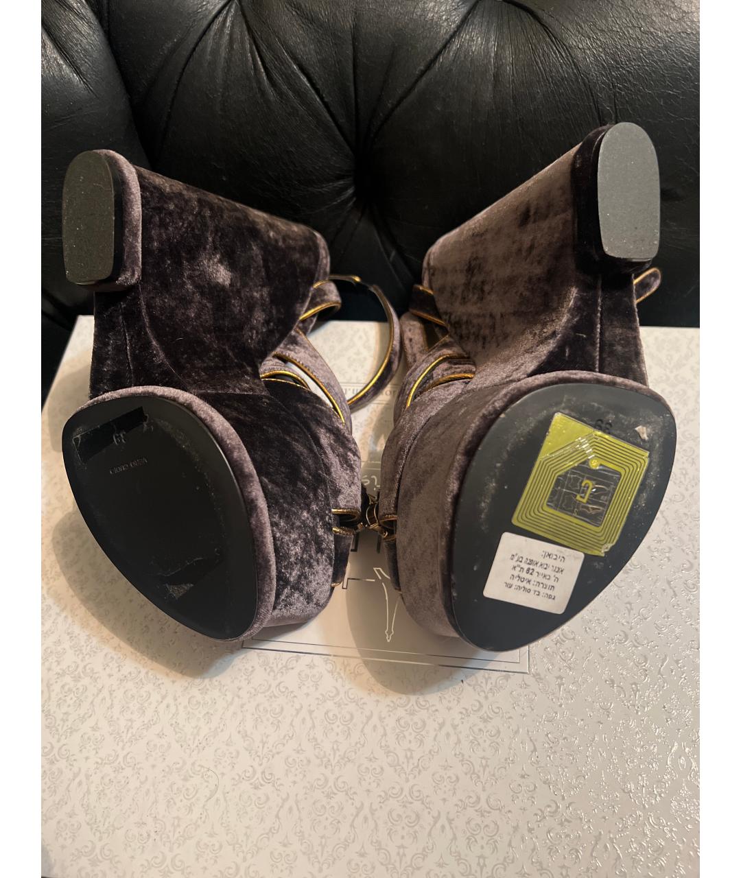 DOLCE&GABBANA Коричневые бархатные босоножки, фото 5