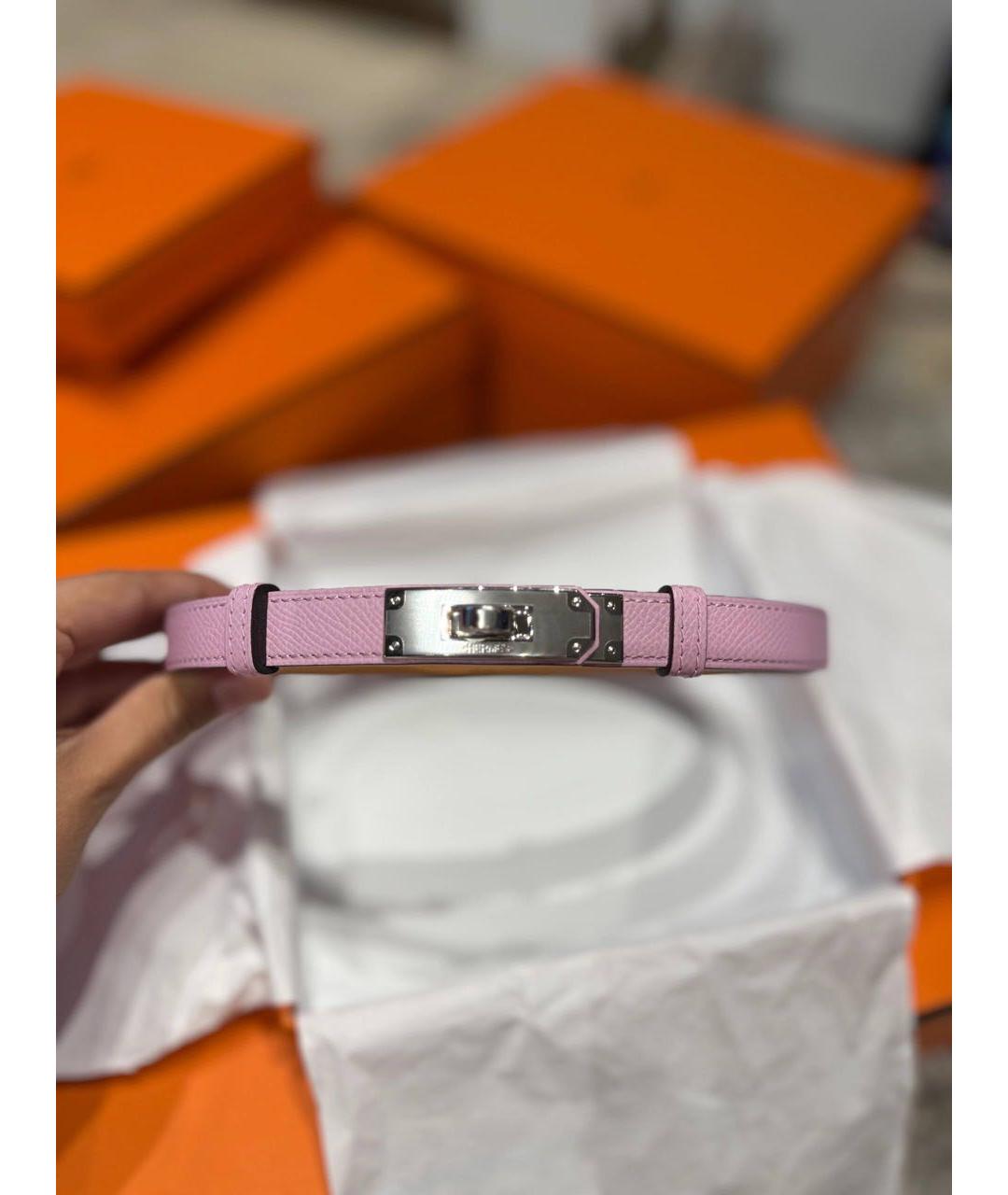 HERMES Розовый кожаный ремень, фото 3