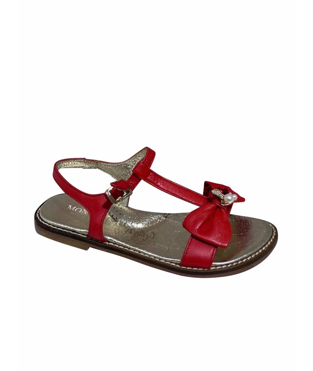 MONNALISA Красные кожаные сандалии и шлепанцы, фото 1