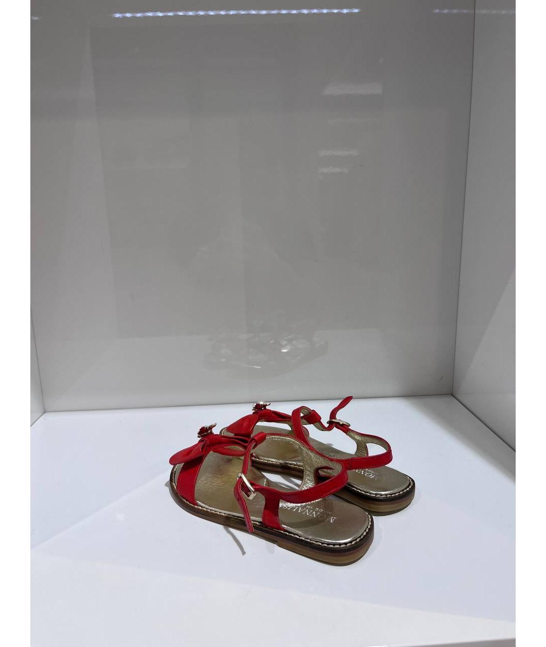 MONNALISA Красные кожаные сандалии и шлепанцы, фото 3
