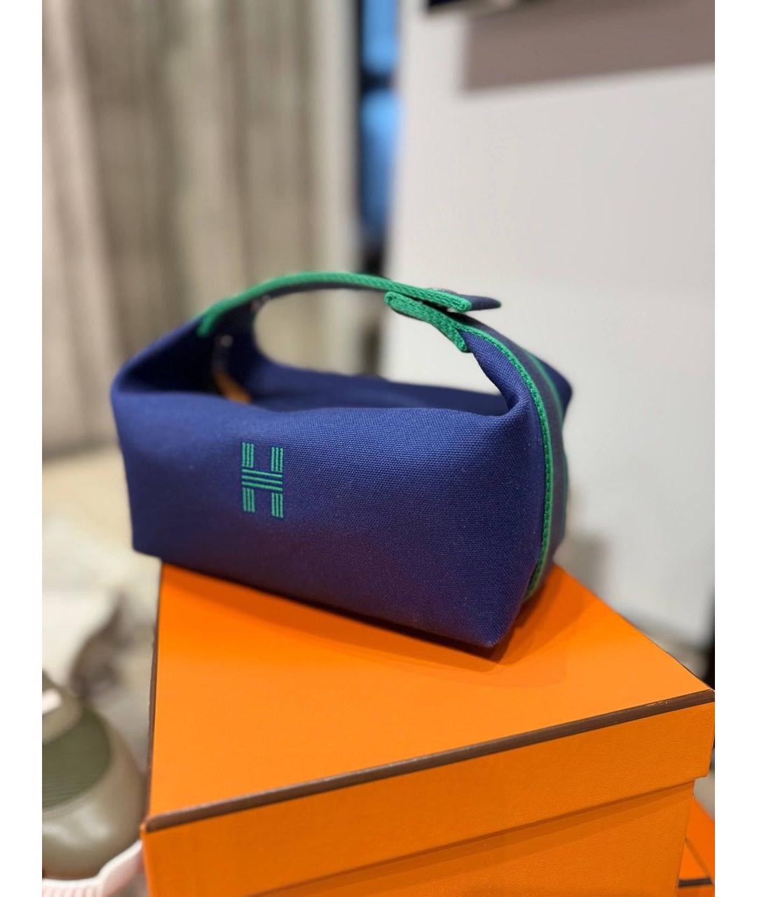 HERMES Синяя тканевая косметичка, фото 2