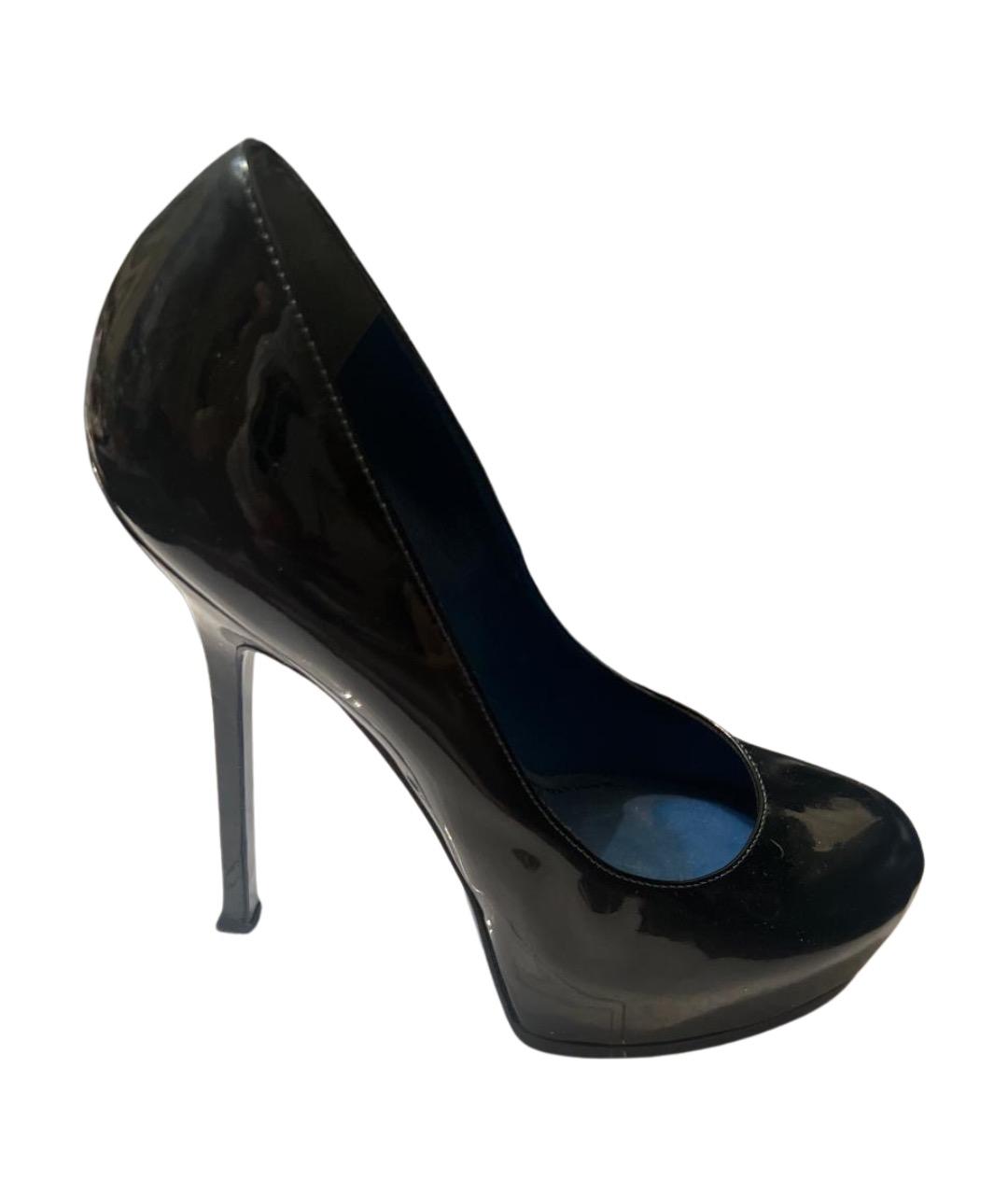 SAINT LAURENT Черные кожаные туфли, фото 1