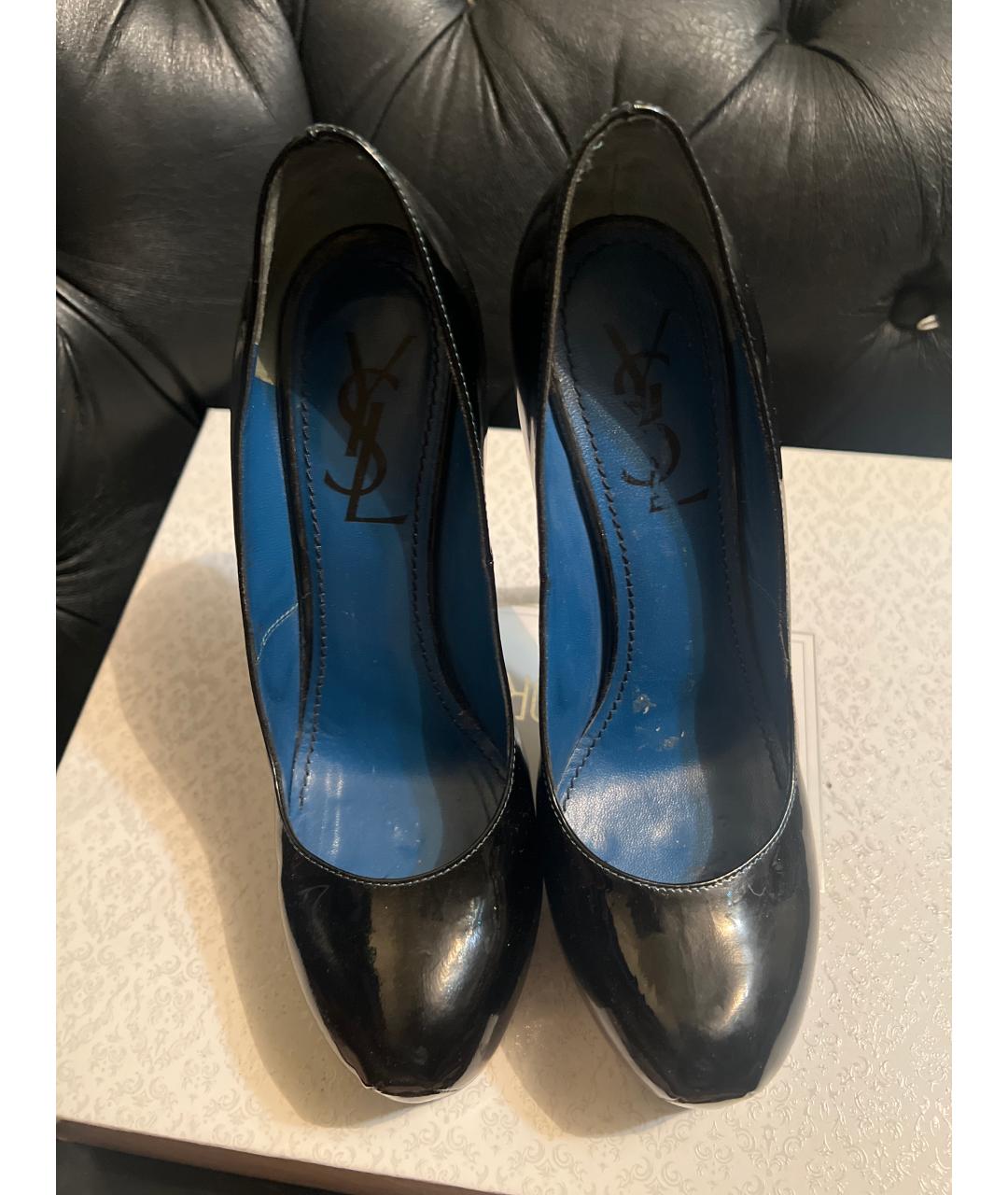 SAINT LAURENT Черные кожаные туфли, фото 2