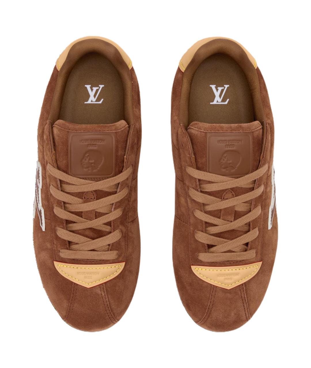LOUIS VUITTON Коричневые замшевые низкие кроссовки / кеды, фото 4