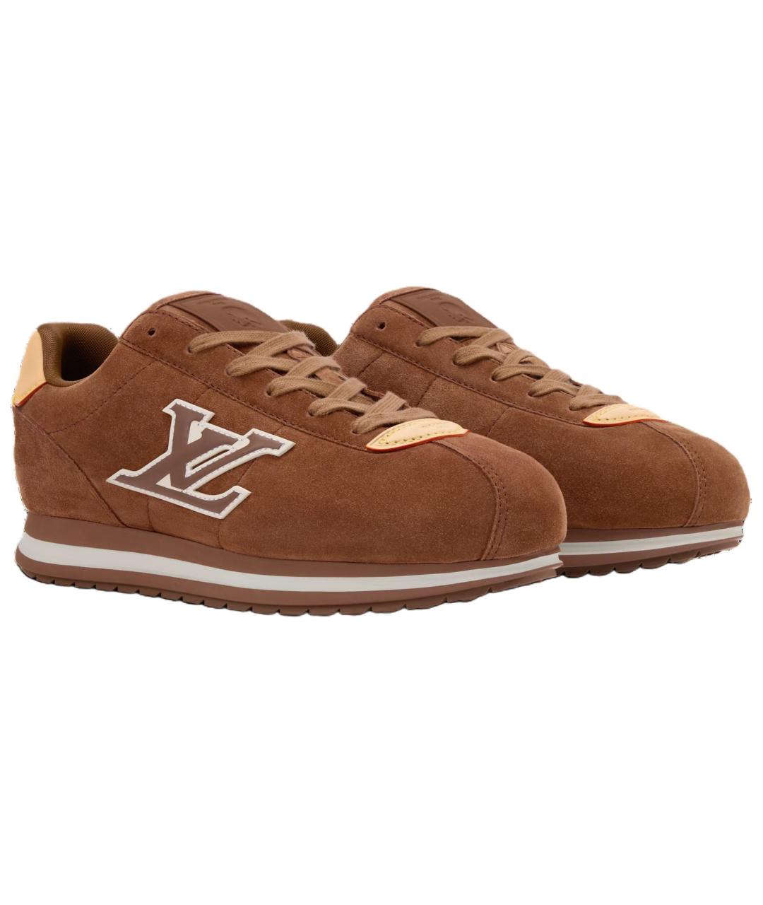 LOUIS VUITTON Коричневые замшевые низкие кроссовки / кеды, фото 3