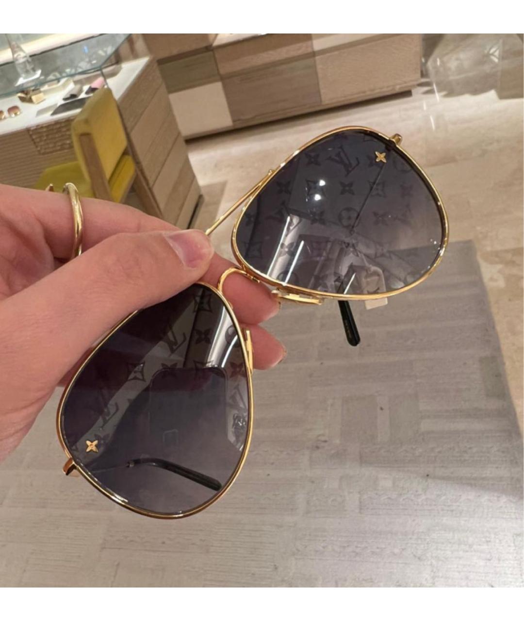 LOUIS VUITTON Золотые металлические солнцезащитные очки, фото 2