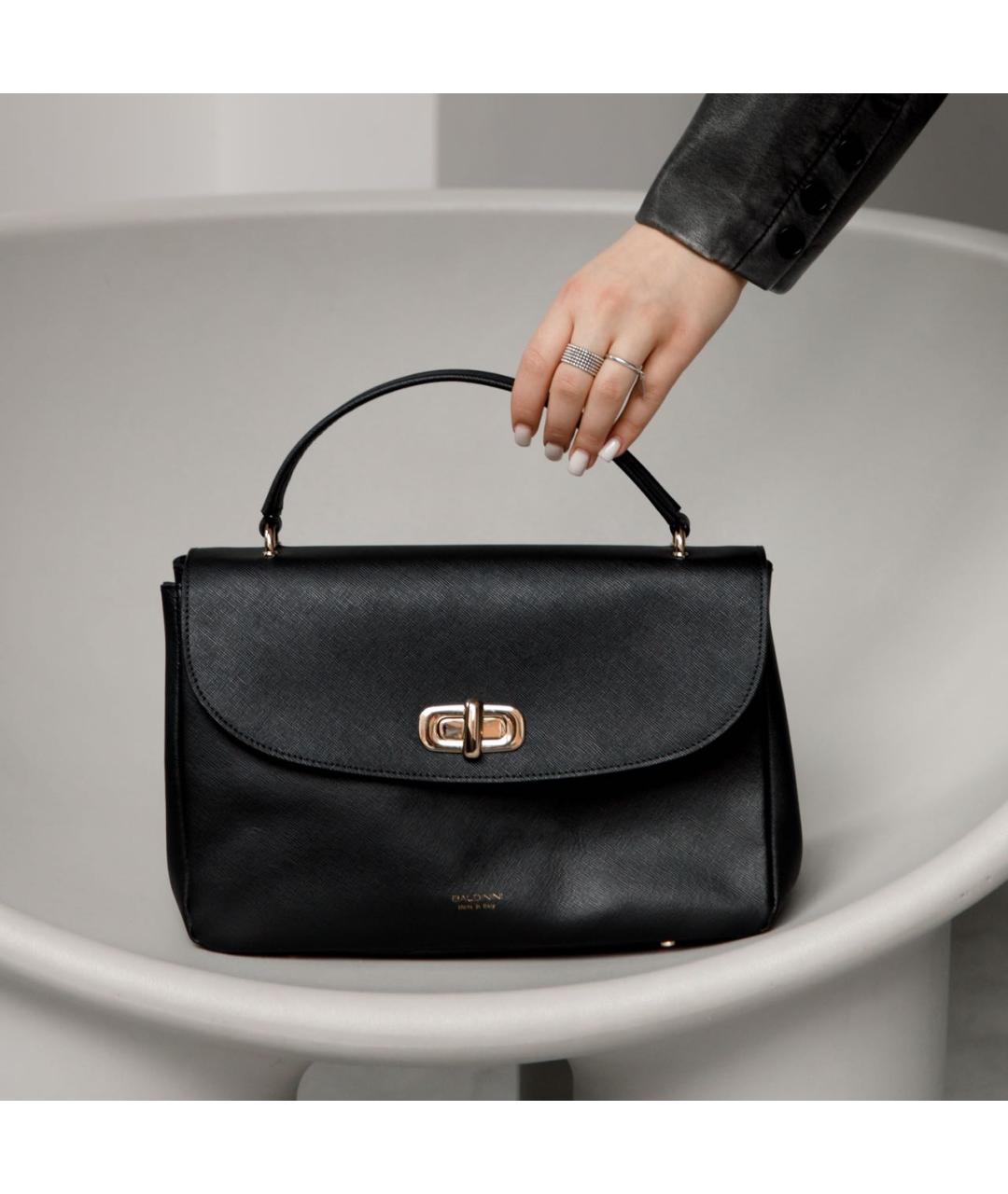BALDININI Черная кожаная сумка через плечо, фото 5