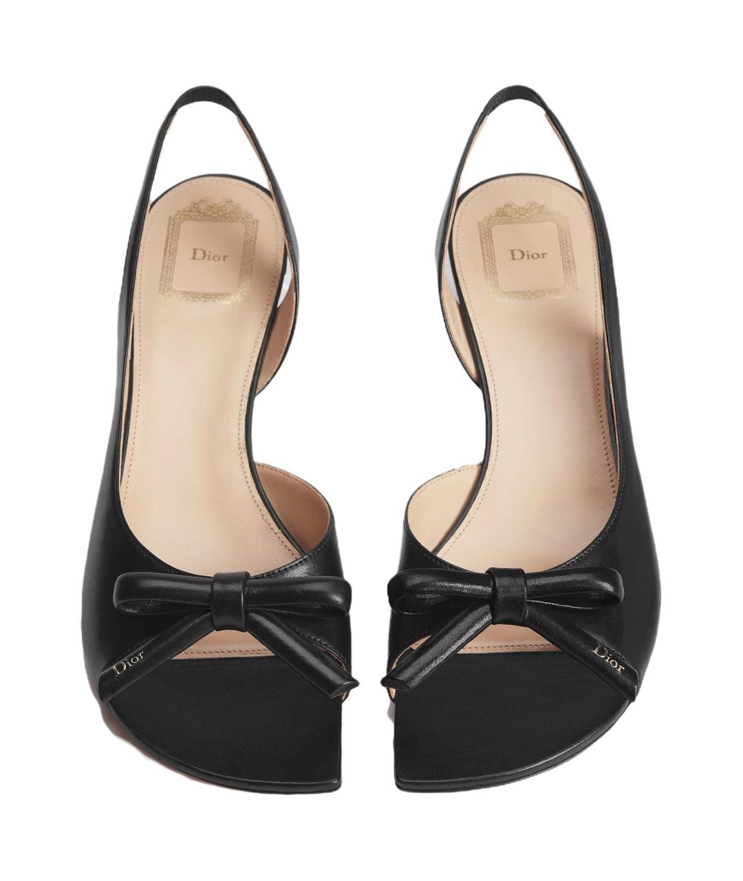 CHRISTIAN DIOR Черные кожаные босоножки, фото 4