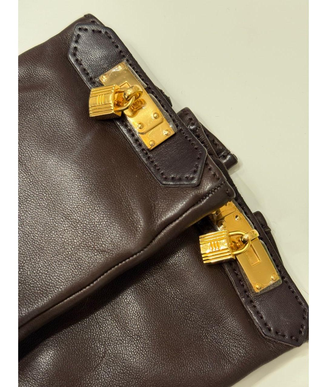 HERMES Коричневые кожаные перчатки, фото 4