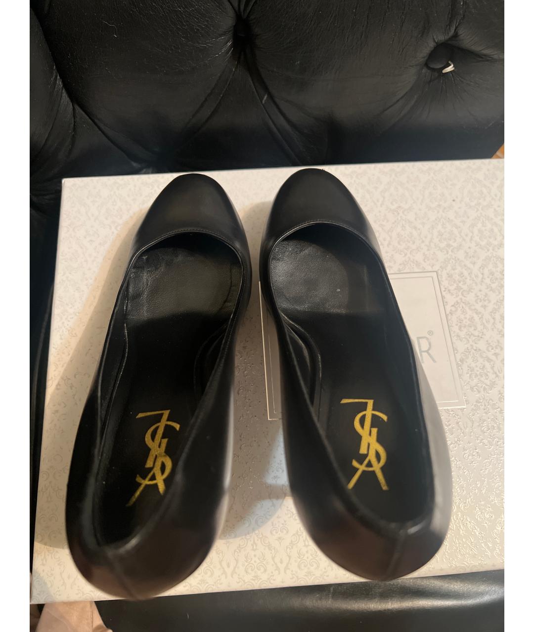 SAINT LAURENT Черные кожаные туфли, фото 3