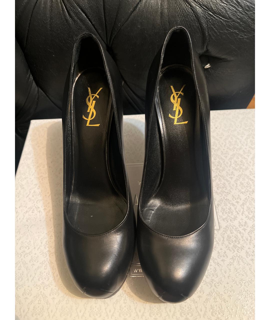 SAINT LAURENT Черные кожаные туфли, фото 2