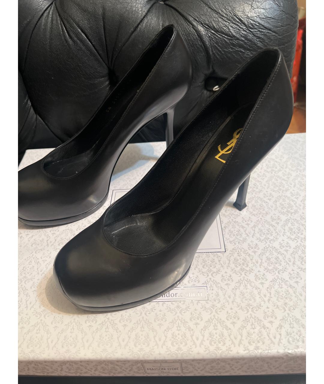 SAINT LAURENT Черные кожаные туфли, фото 6