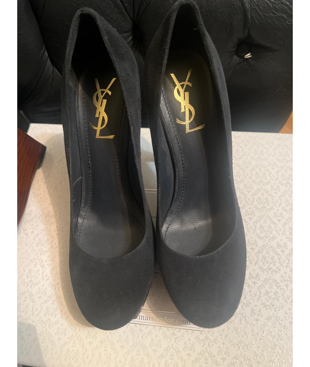 SAINT LAURENT Черные замшевые туфли, фото 2