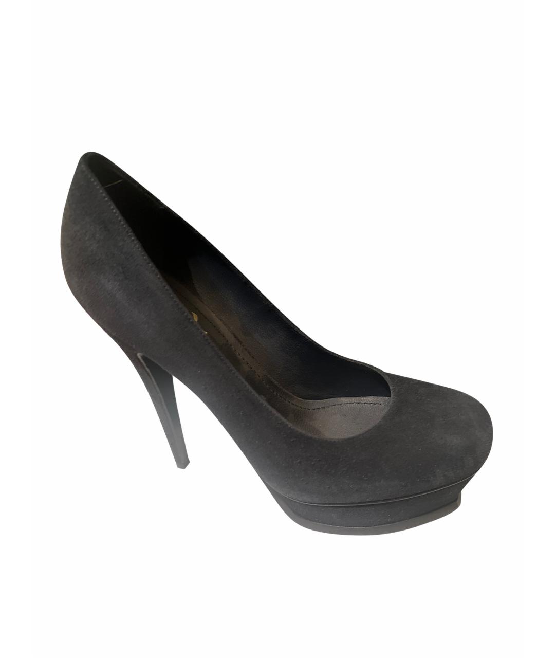 SAINT LAURENT Черные замшевые туфли, фото 1