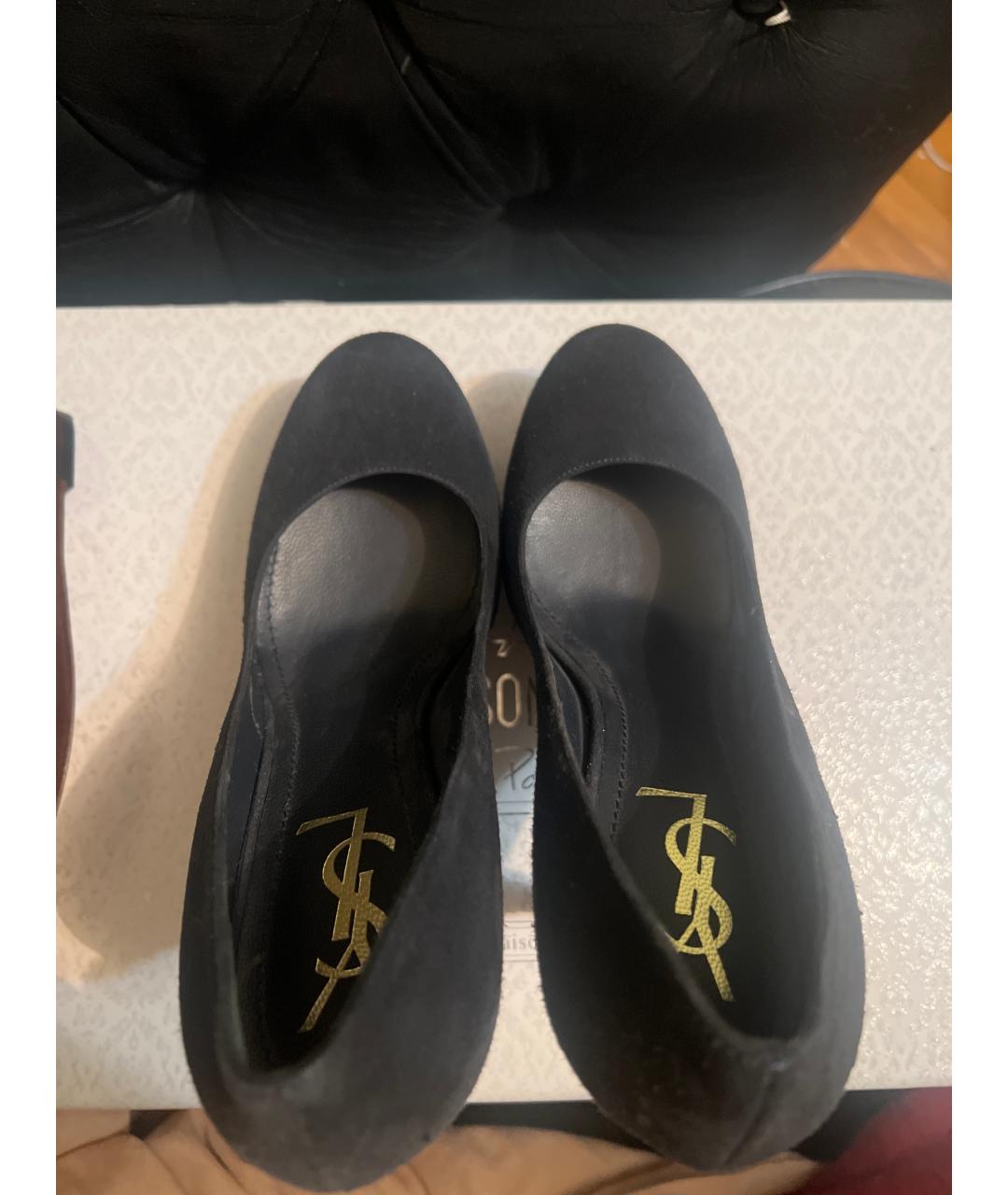 SAINT LAURENT Черные замшевые туфли, фото 3