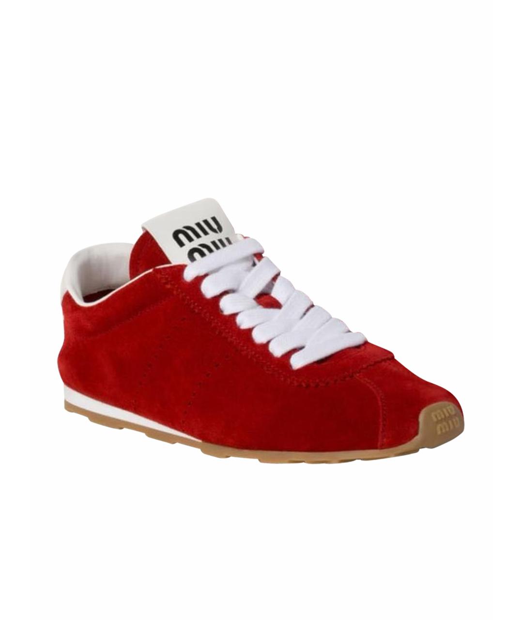 MIU MIU Красные замшевые кеды, фото 1
