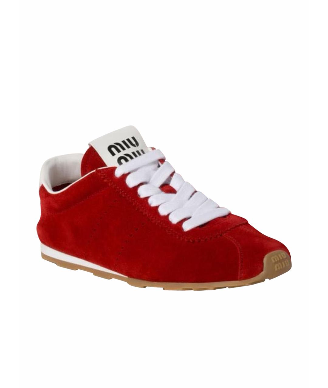 MIU MIU Красные замшевые кеды, фото 4