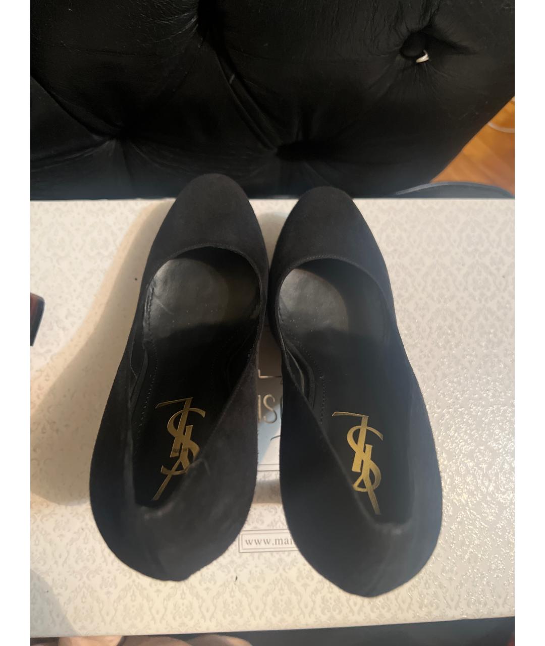 SAINT LAURENT Черные замшевые туфли, фото 3