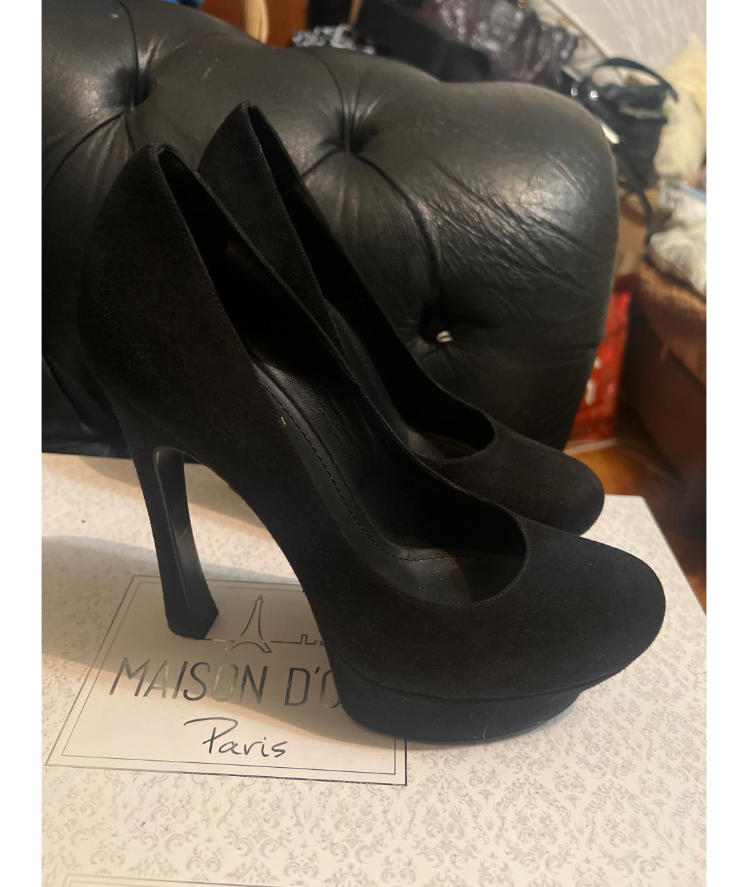 SAINT LAURENT Черные замшевые туфли, фото 6