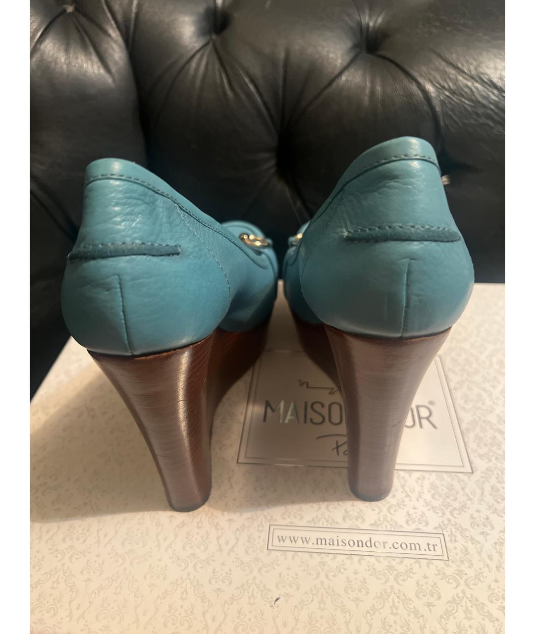 GUCCI Бирюзовые кожаные туфли, фото 4