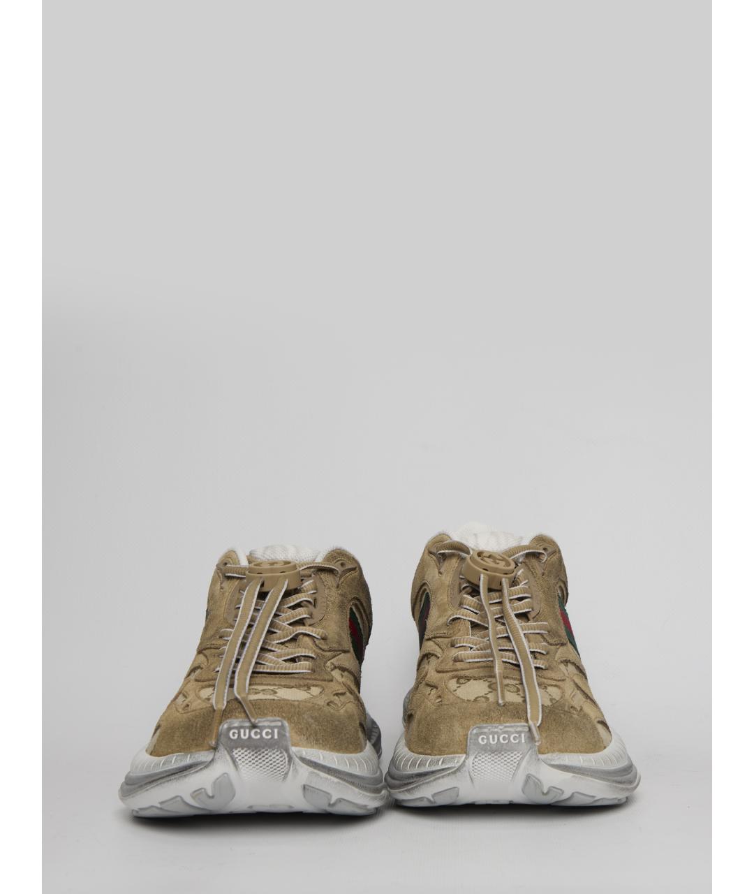 GUCCI Коричневые замшевые низкие кроссовки / кеды, фото 4