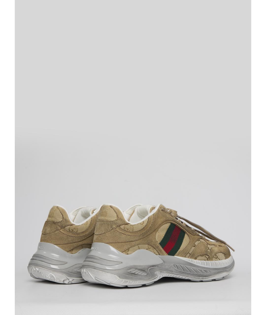 GUCCI Коричневые замшевые низкие кроссовки / кеды, фото 3