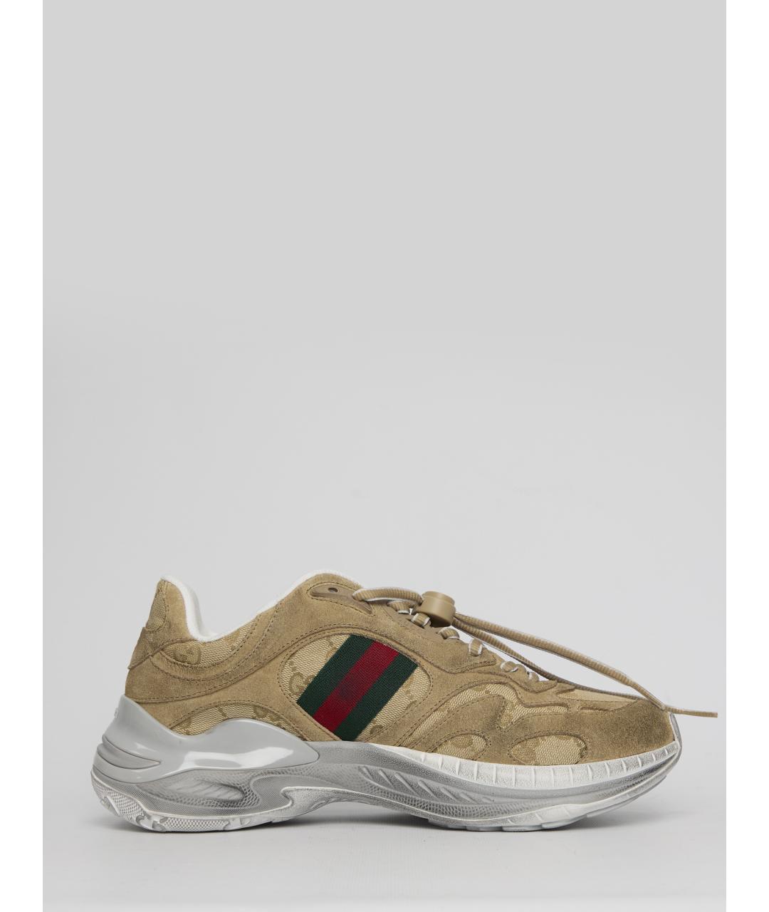 GUCCI Коричневые замшевые низкие кроссовки / кеды, фото 5