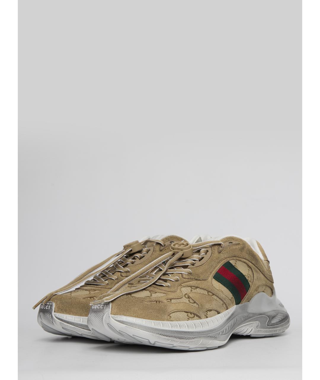 GUCCI Коричневые замшевые низкие кроссовки / кеды, фото 2