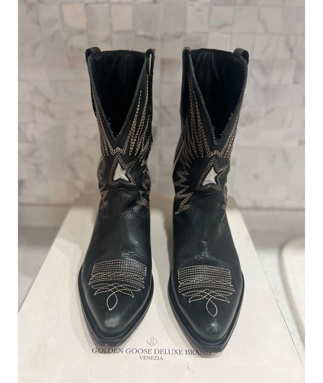 GOLDEN GOOSE DELUXE BRAND Черные кожаные полусапоги, фото 2