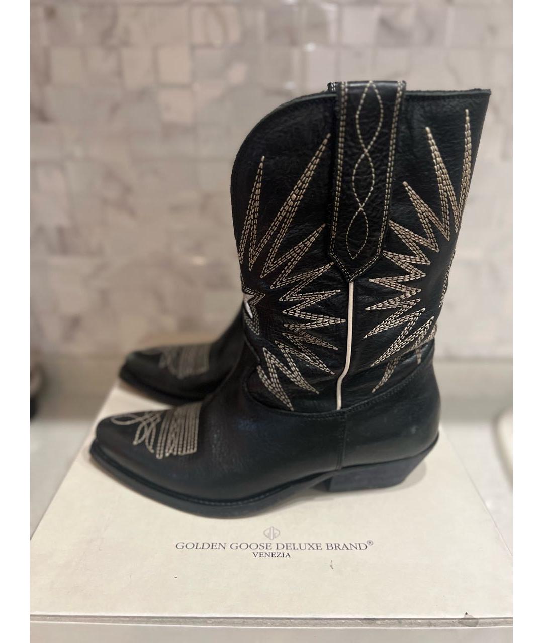 GOLDEN GOOSE DELUXE BRAND Черные кожаные полусапоги, фото 3