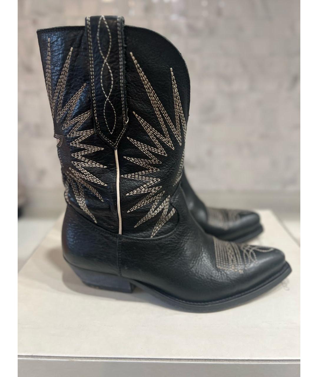 GOLDEN GOOSE DELUXE BRAND Черные кожаные полусапоги, фото 6