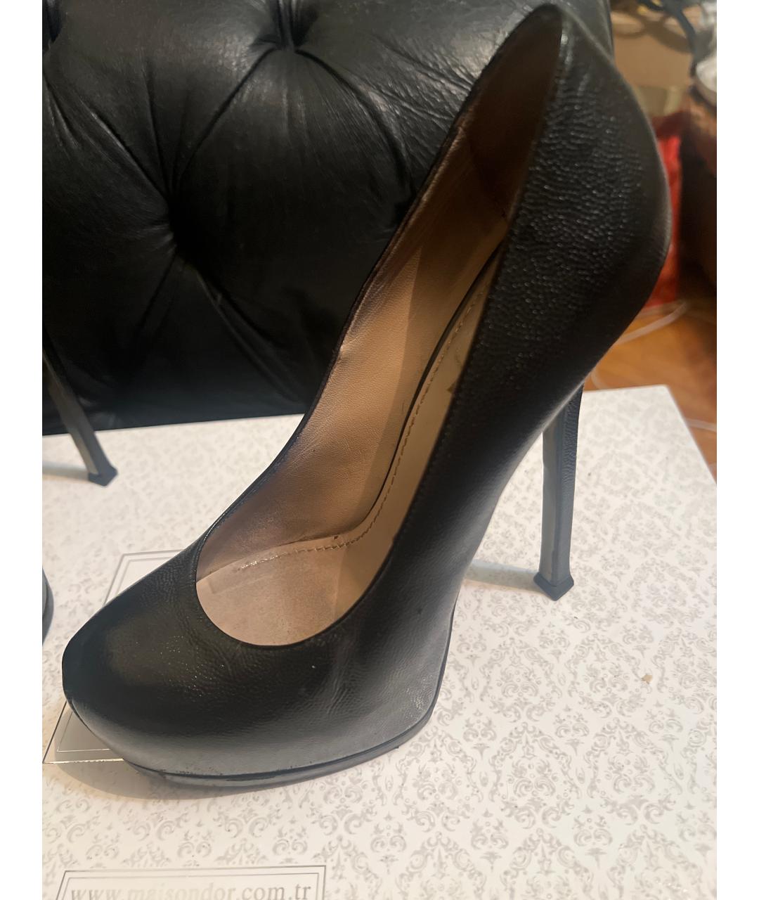 SAINT LAURENT Черные кожаные туфли, фото 6