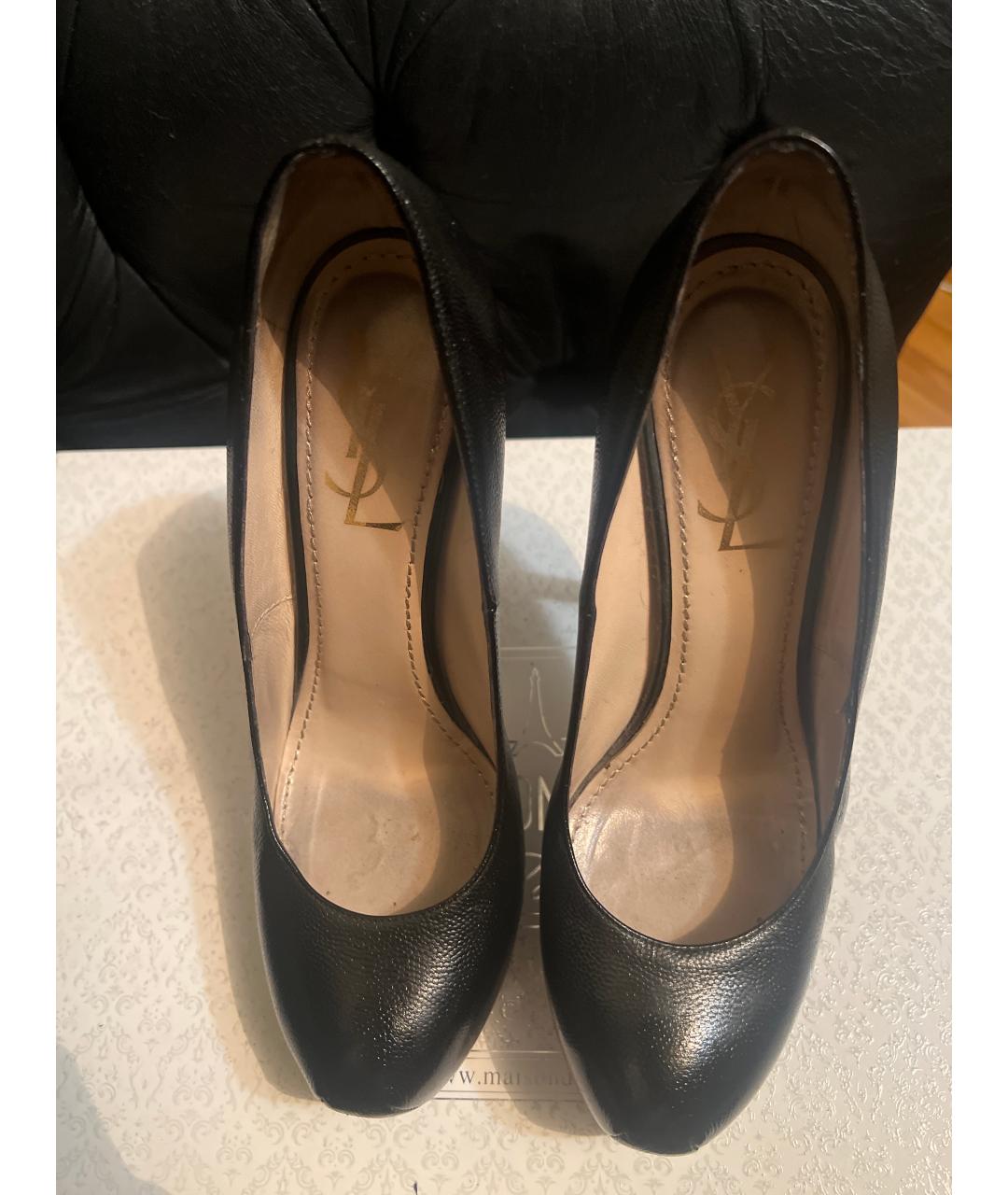 SAINT LAURENT Черные кожаные туфли, фото 2