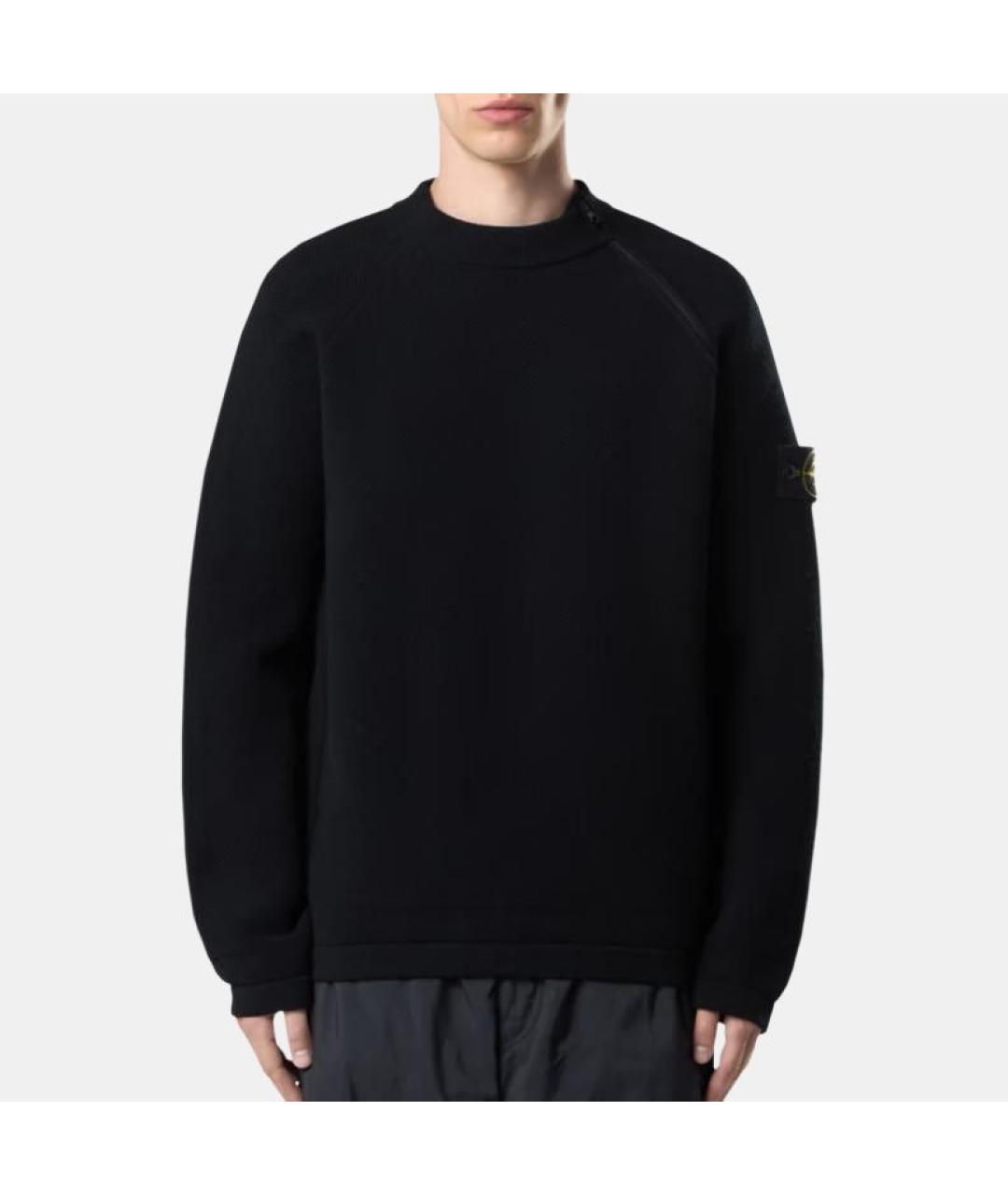 STONE ISLAND Черный шерстяной джемпер / свитер, фото 4