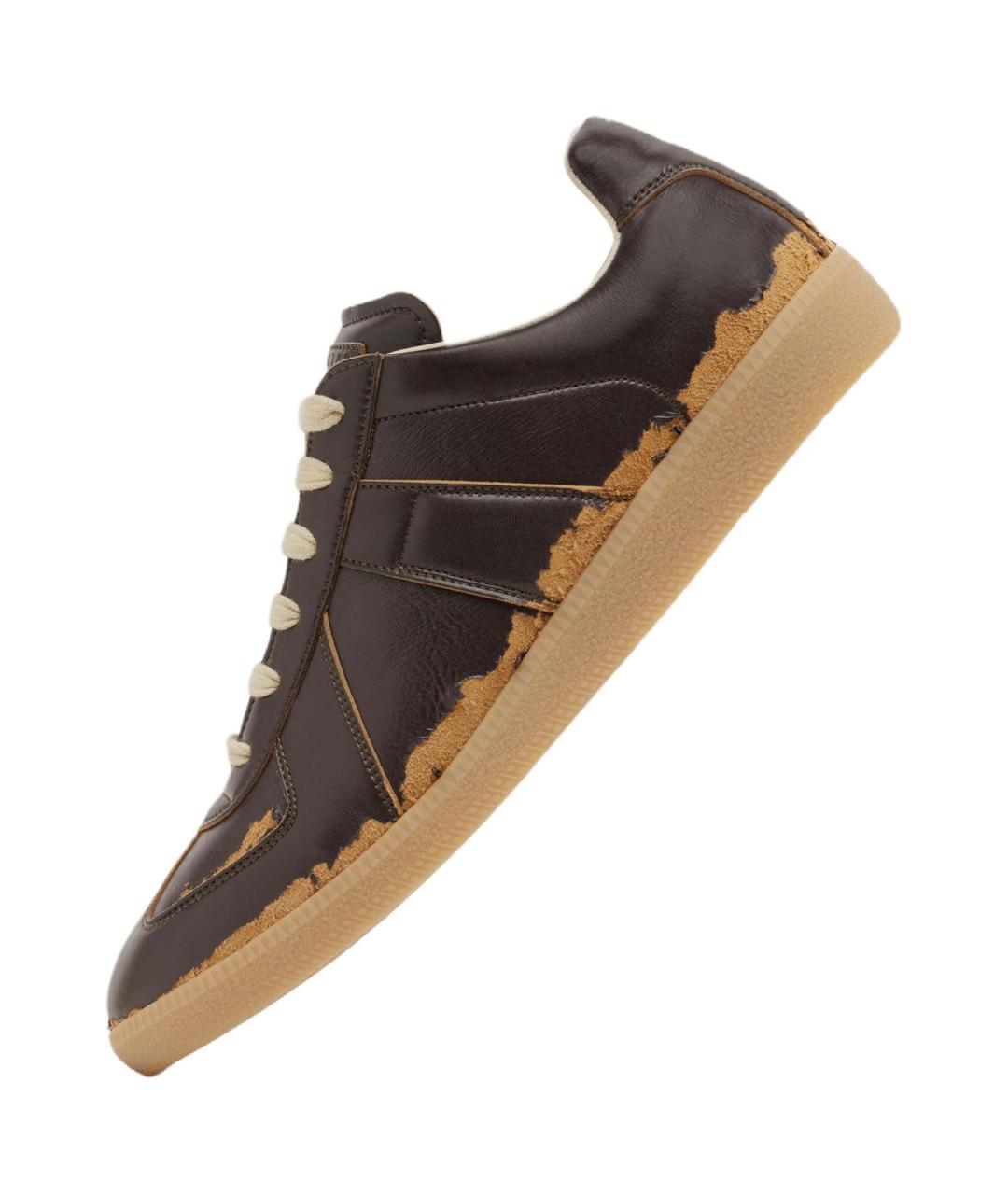 MAISON MARGIELA Коричневые низкие кроссовки / кеды, фото 3