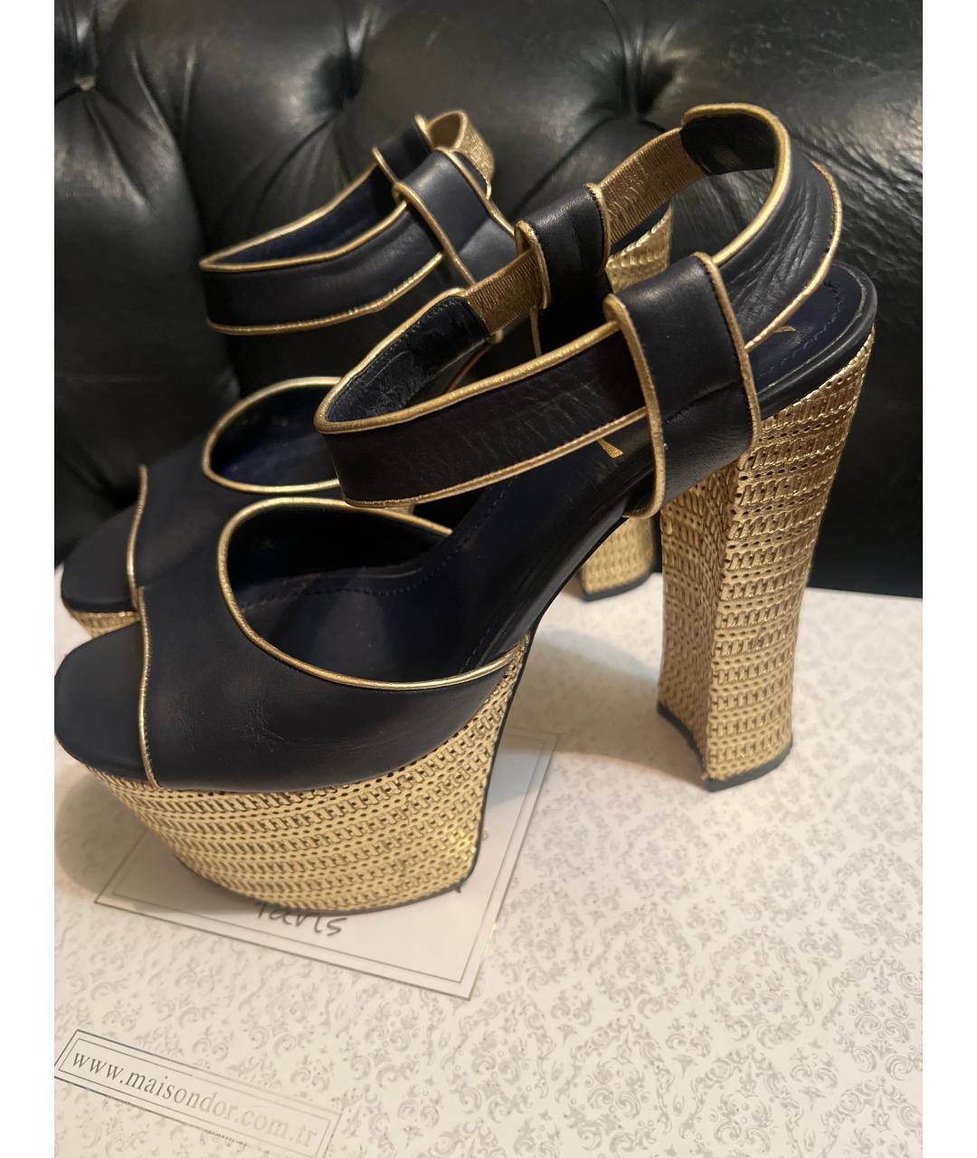 SAINT LAURENT Черные кожаные босоножки, фото 7