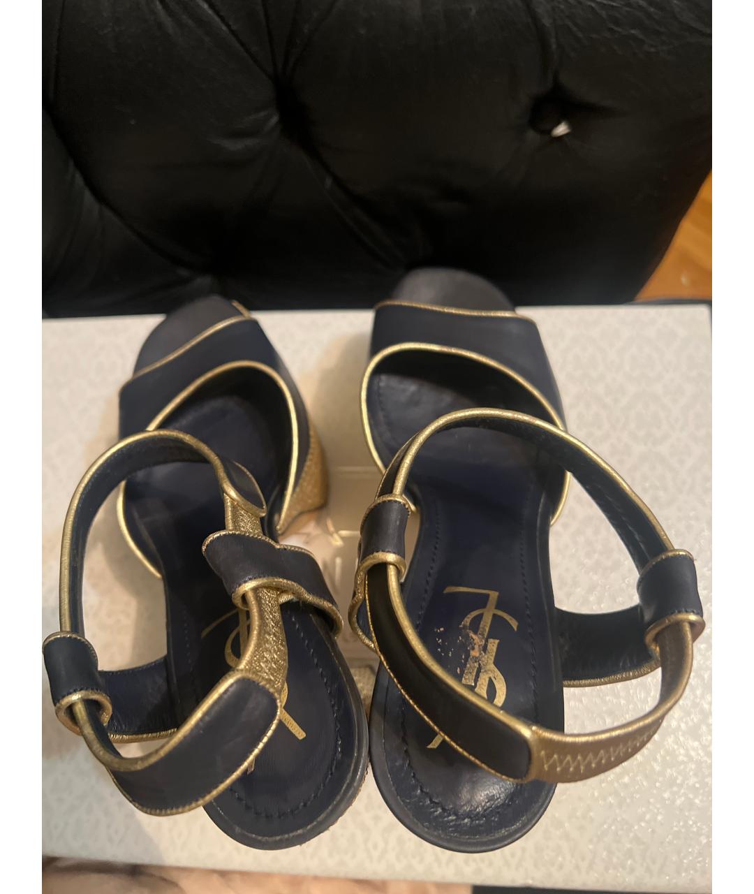 SAINT LAURENT Черные кожаные босоножки, фото 3