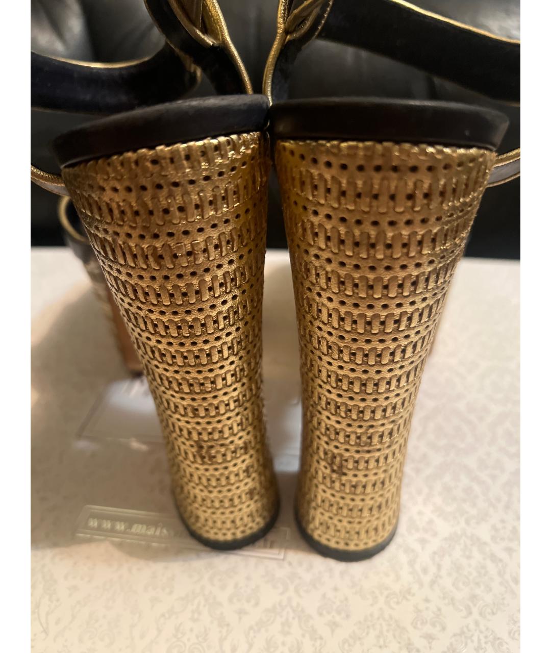 SAINT LAURENT Черные кожаные босоножки, фото 4