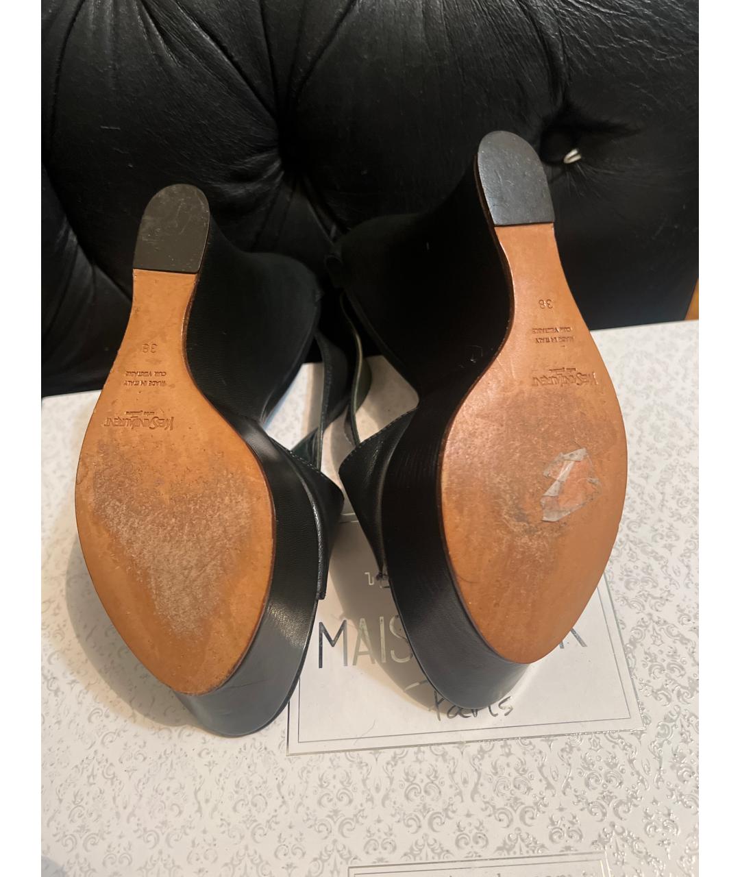 SAINT LAURENT Черные кожаные босоножки, фото 5