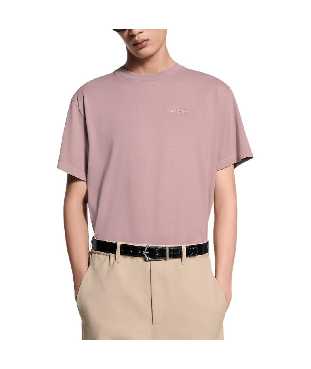 LOUIS VUITTON Розовая хлопковая футболка, фото 2